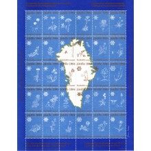 1984 - Grønland - Julemærkeark - 1-sidet takket - Ufoldet - "Grønlandskort ...".